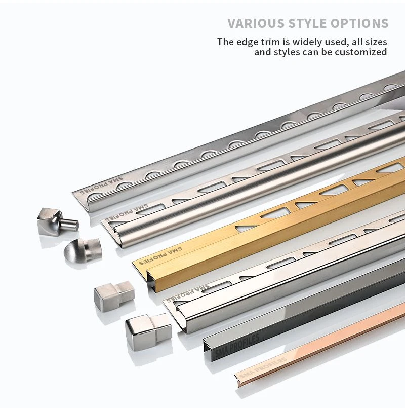 2 tile edge corner trim of stainless material