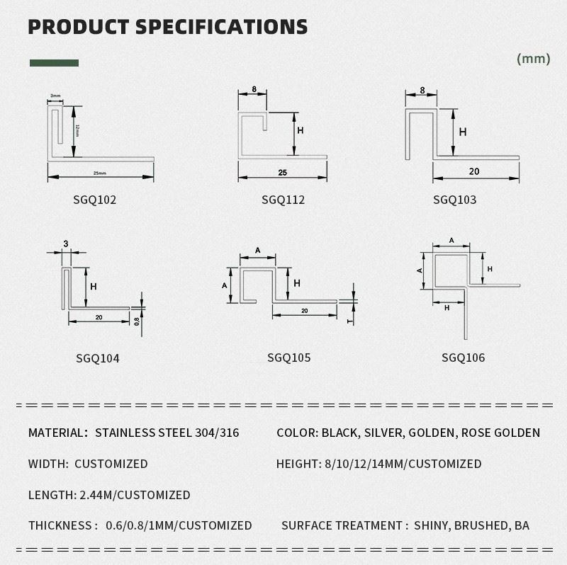 9. tile edge trim drawing